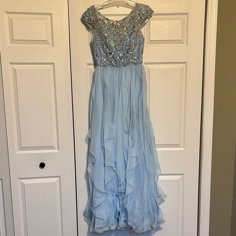 Jovani Light Blue Beaded Prom Dress